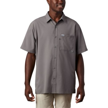 Columbia PFG Zero Rules Woven Short Sleeve, Camisa Grises Para Hombre | 386290-FUZ